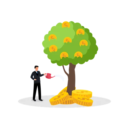 Money And Plant Flat Illustration In This Design You Can See How Technology Connect To Each Other Each File Comes With A Project In Which You Can Easily Change Colors And More 일러스트레이션