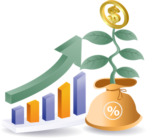 Money plant with investment growth  Illustration