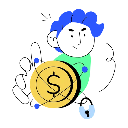 Check Out This Doodle Mini Illustration Of Money Protection Illustration