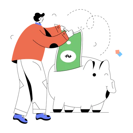 A Character Based Flat Illustration Of Money Savings Illustration