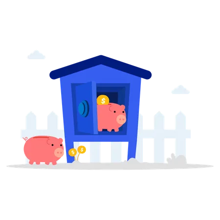 Money savings in piggy bank  Illustration