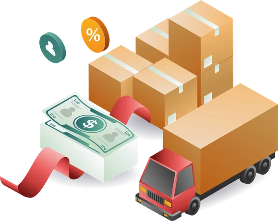 Money supply for sending packages  Illustration