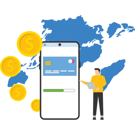 Money transaction around world  Illustration