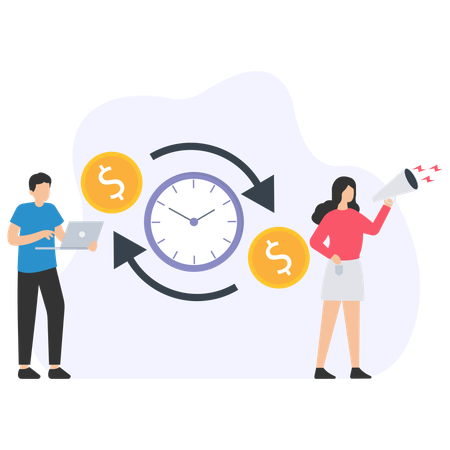 Money Transaction Time  Illustration