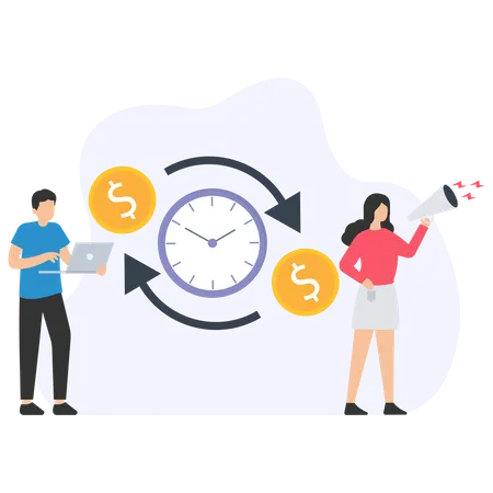 Money Transaction Time  Illustration