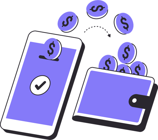 Money transfer from mobile wallet  Illustration