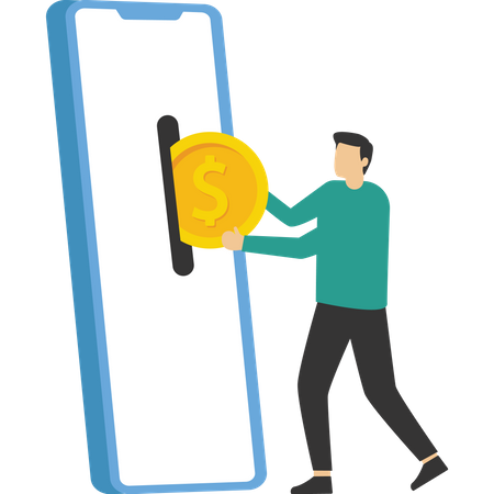 Money transfer from smartphone  Illustration