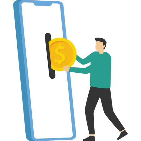 Money transfer from smartphone  Illustration