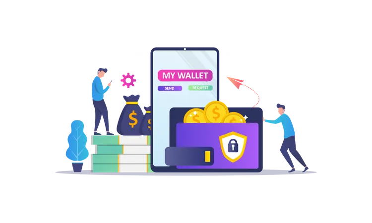 Money transfer to e-wallet Illustration