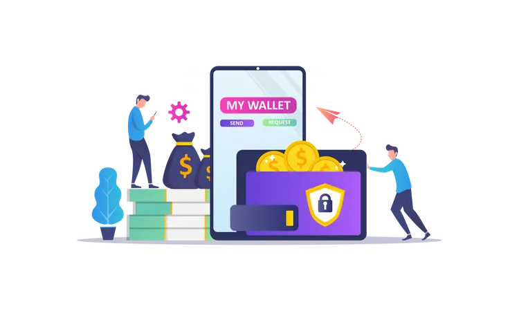 Money transfer to e-wallet  Illustration