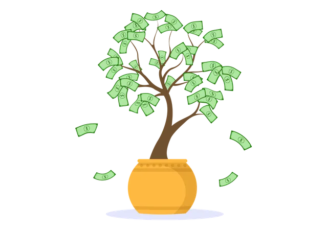 Best Premium Money Tree Investment Financial Illustration download in PNG &  Vector format