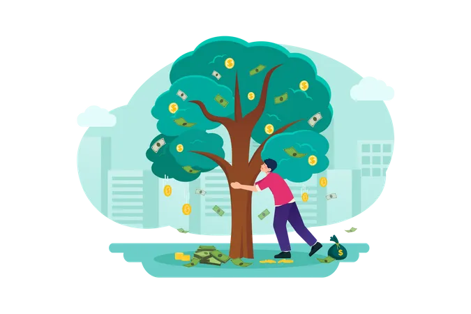 Money tree concept in business Illustration