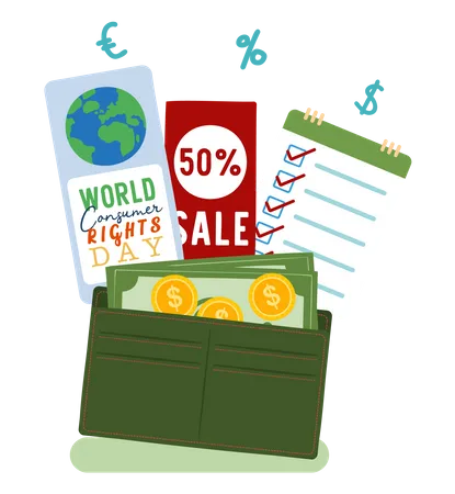 Money wallet with consumer rights Illustration