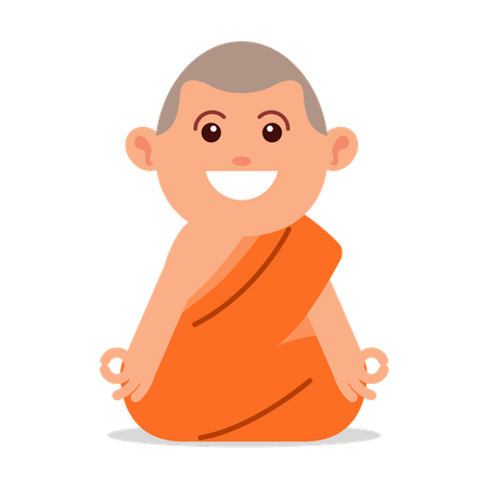 Meditando Monge Budista  Ilustração