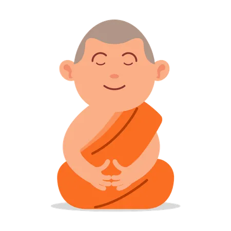 Meditando Monge Budista  Ilustração
