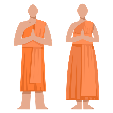 Monge budista tradicional  Ilustração