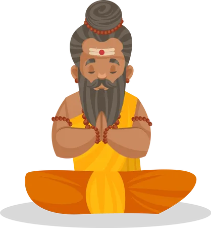 Monge meditando  Ilustração