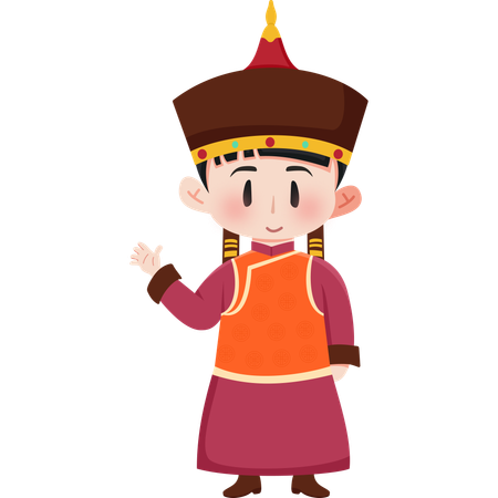 Mongolia Deel girl  Illustration