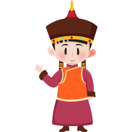 Mongolia Deel girl  Illustration