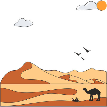 몽골 - 고비사막  일러스트레이션