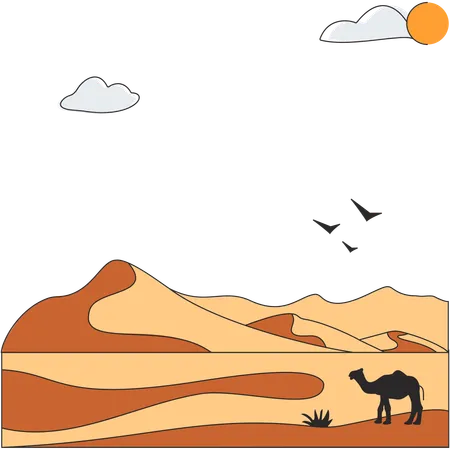 モンゴル - ゴビ砂漠  イラスト