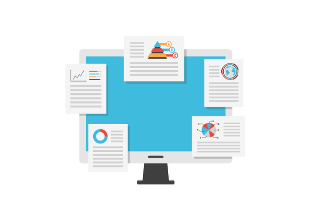 Monitor, Analyse, Data,, Geschäftskonzept  Illustration