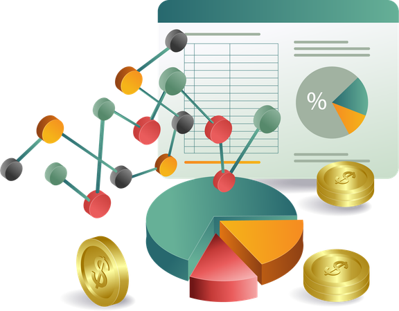 Monitor business income with financial analysis data  Illustration