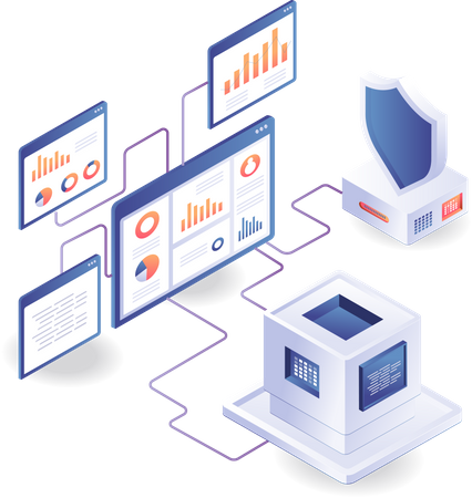 Monitor data security analysis server  Illustration