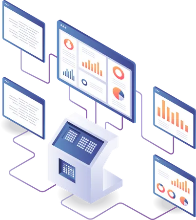 Monitor de análisis de seguridad de datos del servidor  Ilustración