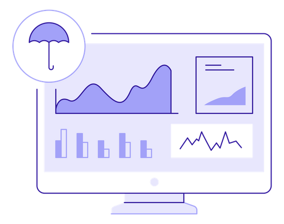 Monitor del tablero de seguros  Ilustración