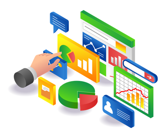 Monitor investment data analysis  Illustration