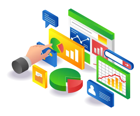 Monitor investment data analysis  Illustration