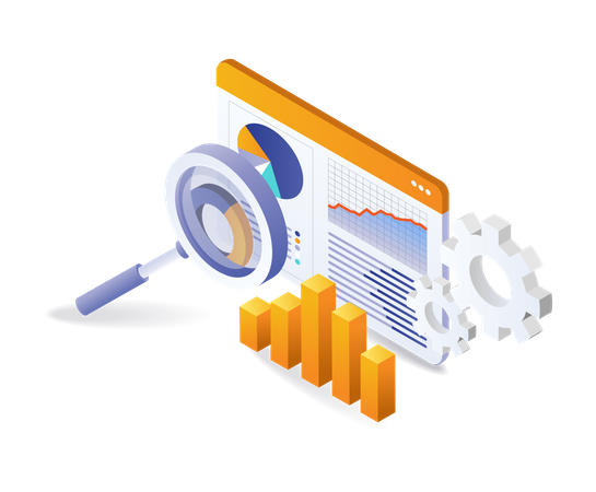 Monitor SEO optimization analysis data dashboard  Illustration