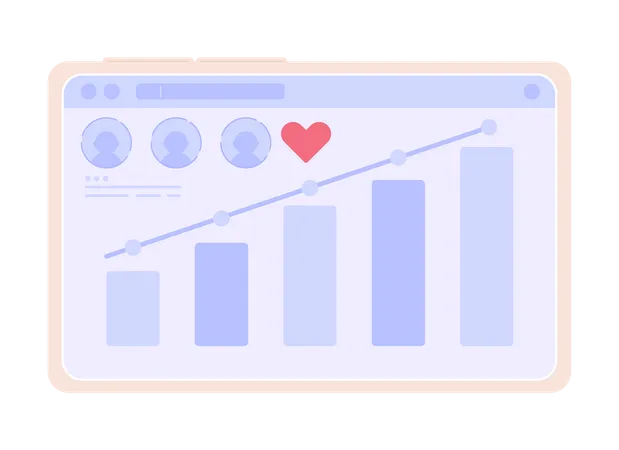 Monitor social media statistics on tablet  Illustration