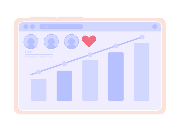 Monitor social media statistics on tablet  Illustration