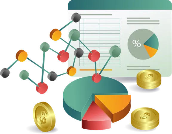 Monitoree los ingresos de su negocio con datos de análisis financiero  Illustration