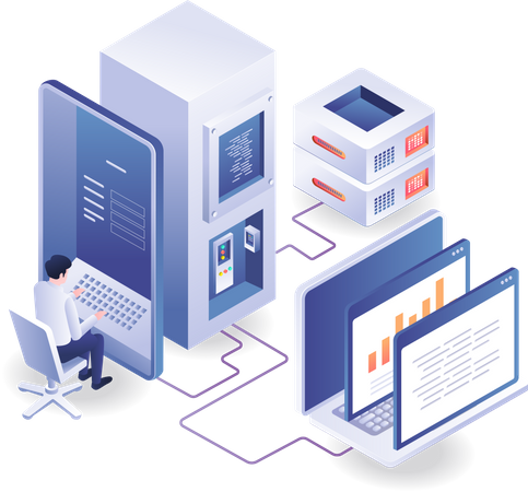 Monitoreo del mantenimiento del servidor de seguridad  Ilustración