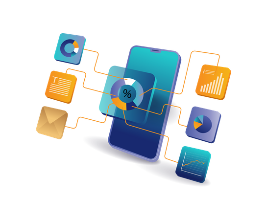 Monitoring business analysis with smartphones  Illustration