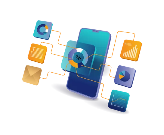 Monitoring business analysis with smartphones  Illustration