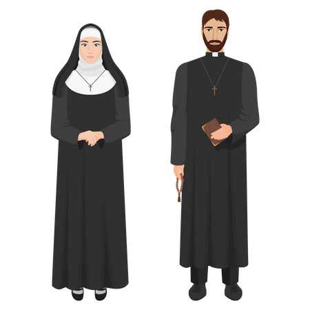 Monja y sacerdote  Ilustración