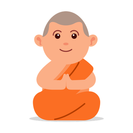 Monje budista meditando  Ilustración