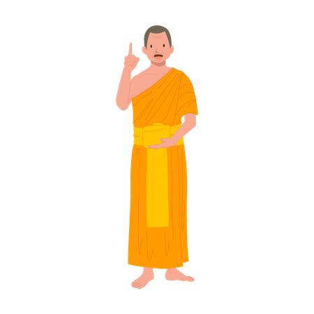 Monje tailandés como profesor dando conocimientos sobre budismo  Ilustración