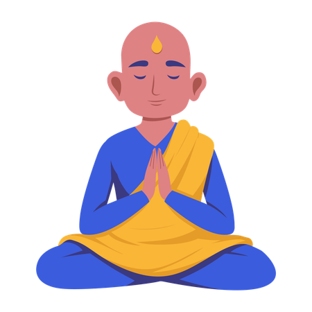 Monk doing prayer  Illustration