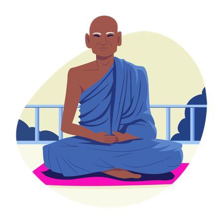Monk priest sitting in peace  Illustration
