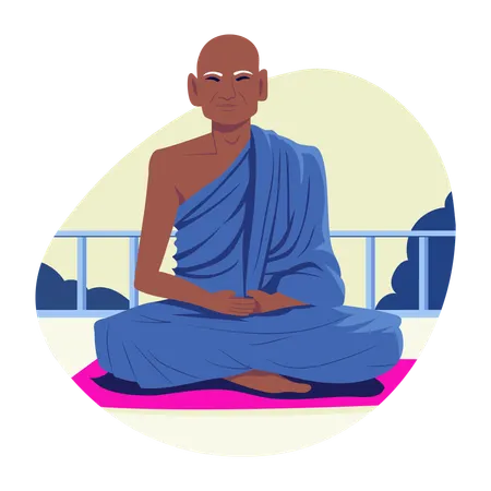 Monk priest sitting in peace  Illustration