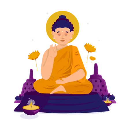 Monk Silent In Meditation  일러스트레이션