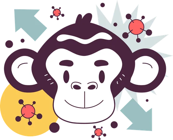 Monkey dangerous illness with DNA mutation  Illustration