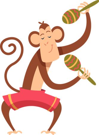 Monkey playing musical instrument  Illustration