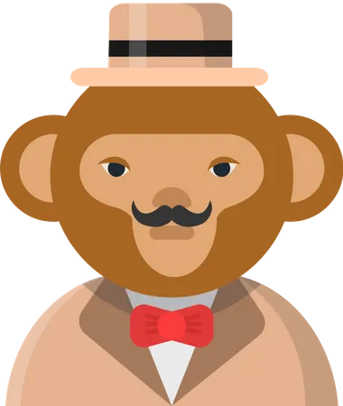 Monkey with moustache  Illustration