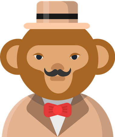 Monkey with moustache  Illustration